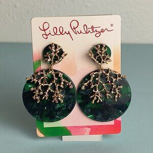Lilly Pulitzer Statement Post Earrings Emerald Isle Coral Cove Statement